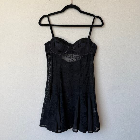 NWT NEW Meshki Lolita Black Lace Mini Dress Size M - Picture 2 of 6